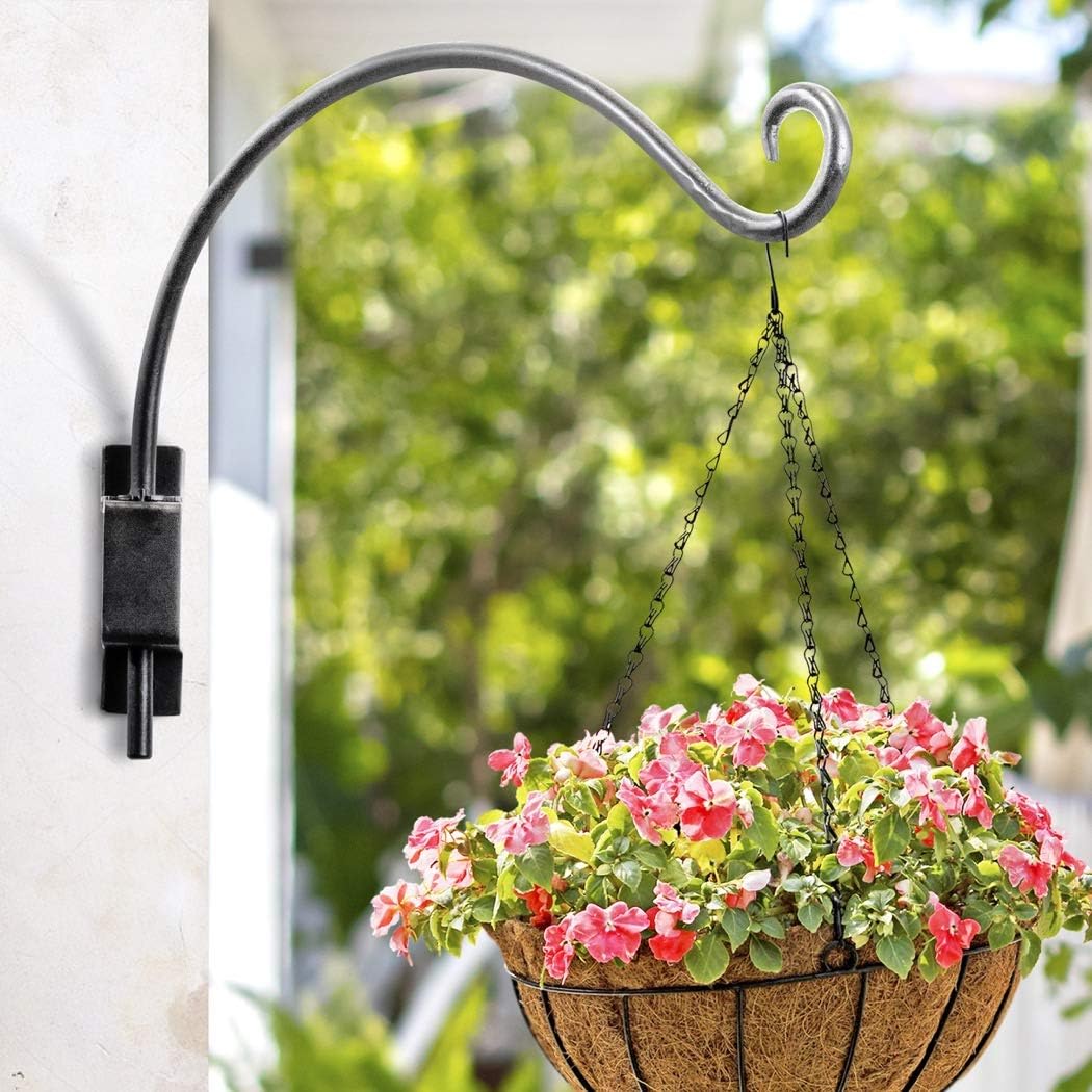 AJART Swivel Hanging Basket Bracket (16″/Black) Hanging Basket Hooks with Adjustable