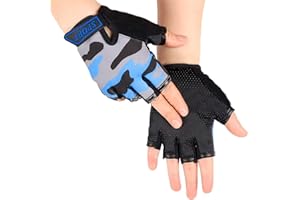 Children Half Finger Cycling Gloves Breathable UV Protection Fingerless Gloves Non-Slip Gel Bicycle Bike Riding Roller Skatin