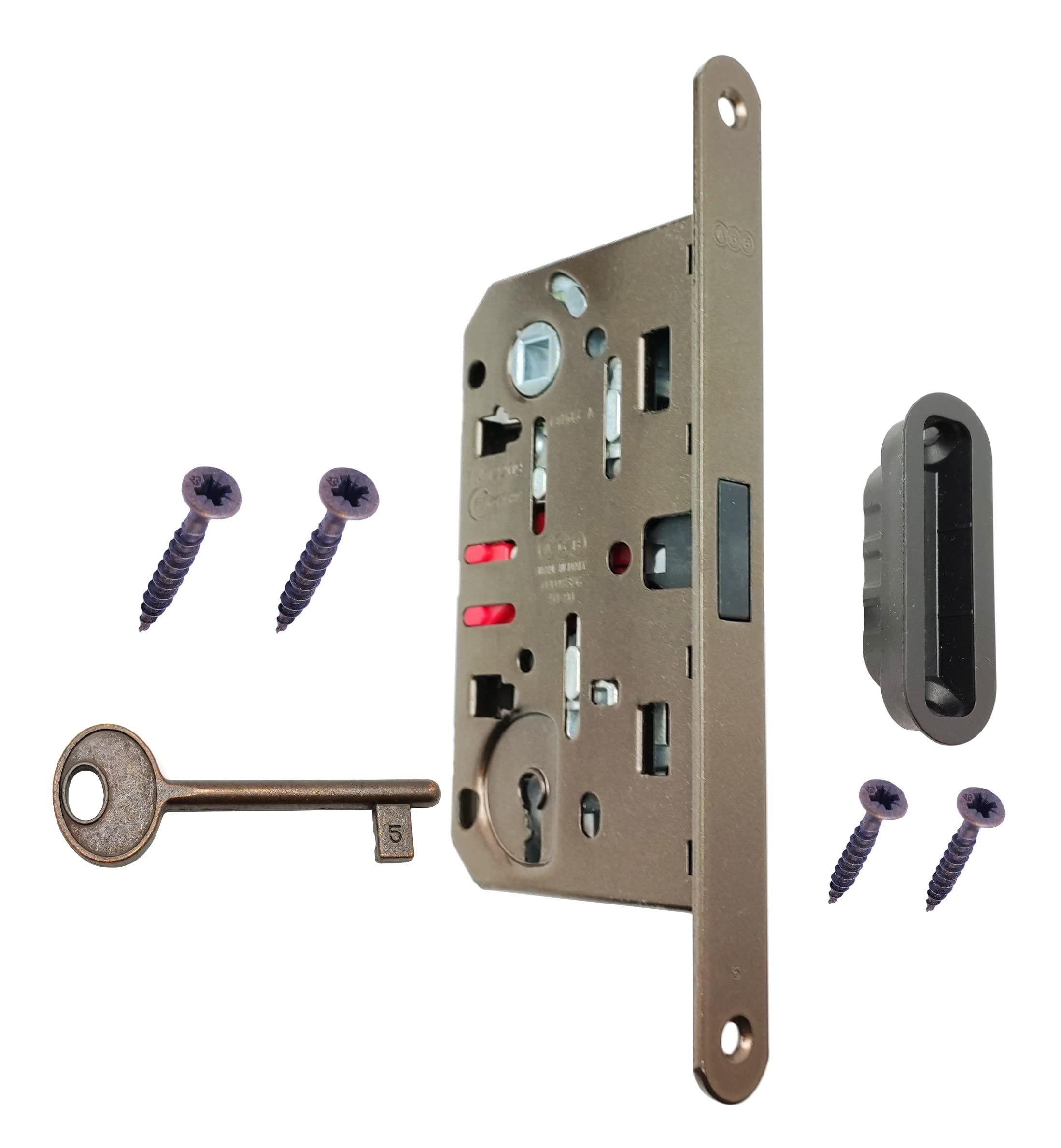 Magnetic Lock POLARIS AGB with Front 18x196 mm. (INTER. 90 ENTR. 50, KEY HOLE, BRONSED)