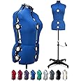 BHD BEAUTY Blue 13 Dials Female Fabric Adjustable Mannequin Dress Form for Sewing, Mannequin Body Torso with Tri-Pod Stand, Up to 70" Shoulder Height. (Large)