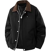 Yozazzy Men's Lightweight Jackets Full Zip Casual Barn Jacket Cotton Workwear Coat Fall Outwear with Pockets