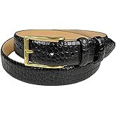 Adam Gold Men's Genuine Full-Grain Cowhide Leather Dress Belt 1-1/8"(30mm) Wide Polished Buckle