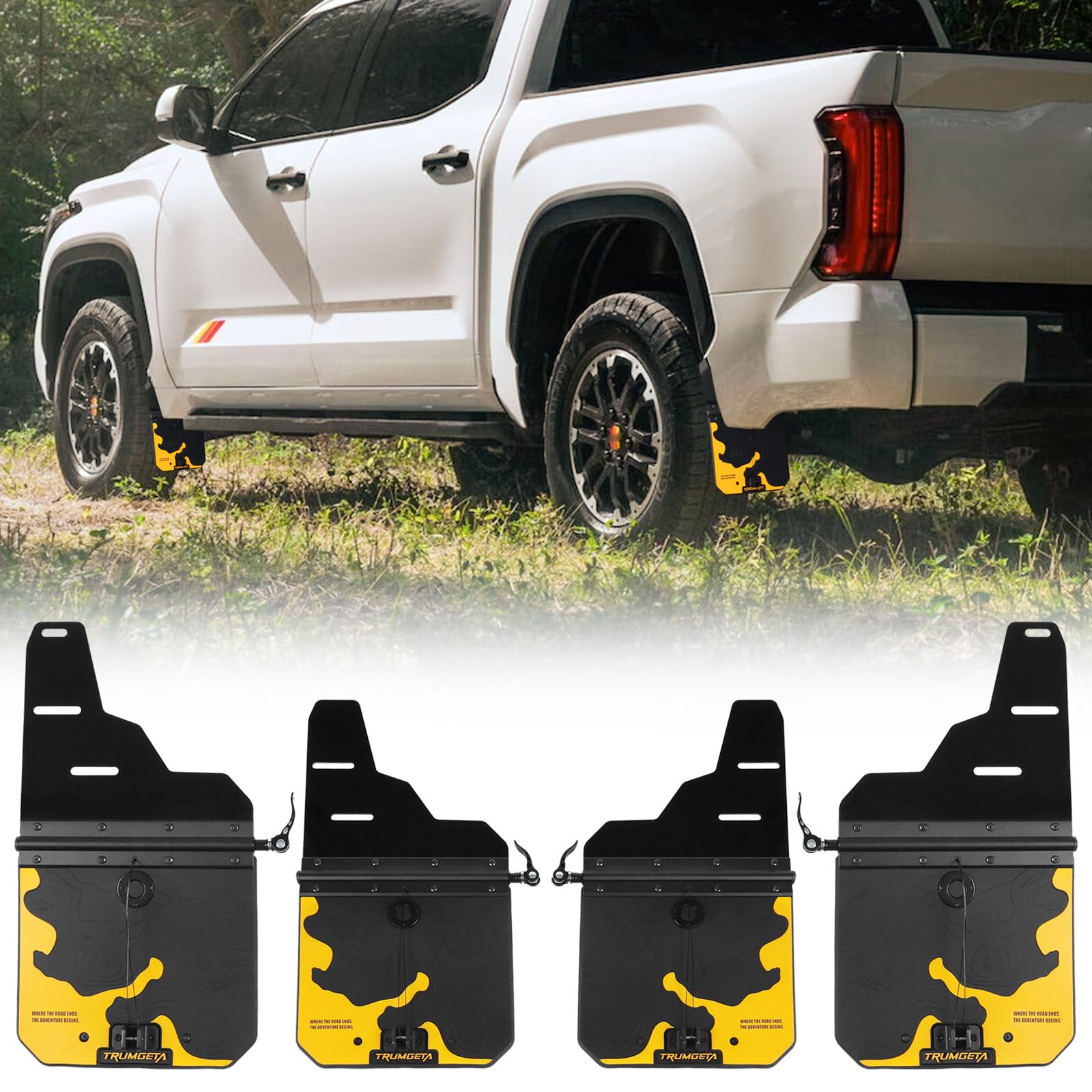Photo 1 of *MINOR DAMAGE - USED*
Trumgeta 4PCS Upgraded Truck Mud Flaps Fit for Toyota Tundra 2022-2025 2026 Adjustable Splash Guards Mudflaps for Pickup Trucks (Not fit for SR Models)