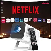 [Compatible with Netflix] Mini Projector Built-in Stream Apps Officially Licensed,1080P 4K Support,Auto Keystone Projector,Wi