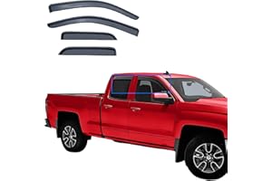 LIKDIKDIK Tape On Window Visor Compatible with 2014-2018 Chevrolet Silverado GMC Sierra 1500/2500HD/3500 HD Extended Cab, Side Vent Window Deflector Rain Guard Shade, Truck Accessories-4pcs