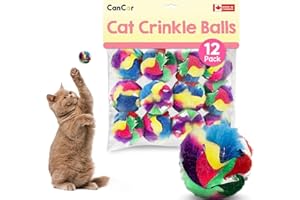 Cat Crinkle Balls 1.5 Inch (12-Pack) - Canadian-Made Cat Toys - Crinkle Balls for Cats