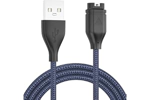 Vancle Braided Nylon Charger Cable for Garmin Fenix 7 6 5 S X, Vivoactive 5 4 4S 3, Forerunner 965 955 945 265 245 55 45 45S, Venu2/Venu/Venu Sq 2, Instinct 2 1, Approach S40 S60 S62 S70 (USB)