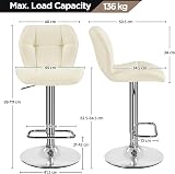 Yaheetech 2 Pcs PU Leather Bar Stools with Backrest Swivel Height Beige view 3