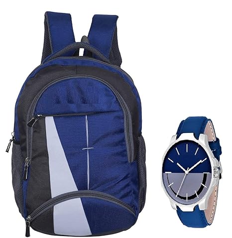 BLUTECH Stylish 15.6 inch Expandable Laptop Backpack with Free Analogue Blue Stylish Watch Free