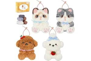 MOREJMTT Punch Needle kit-4,Embroidery kit for Beginners,Punch Needle Kits Adults Beginner,Needles, Curved Scissors, a Tool Storage Box, Yarn, Easy-to-Follow Instructions, and Tutorial Videos(Cats and Dogs)