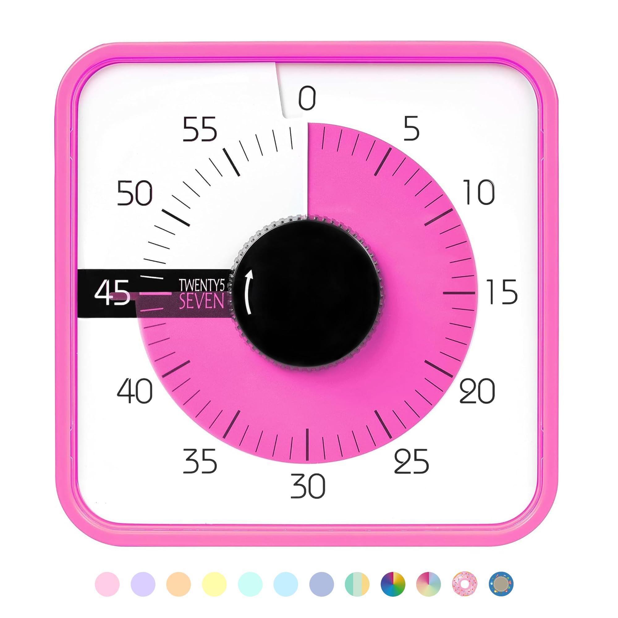 Photo 1 of TWENTY5 SEVEN Countdown Timer 7.5 inch; 60 Minute 1 Hour Visual Timer – Classroom Teaching Tool Office Meeting, Mechanical Countdown Clock for Kids Exam Time Management Magnetic, Pink