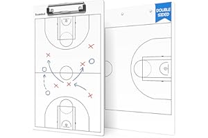 SCRIBBLEDO Basketball Dry Erase Coaching Clipboard Coach Board with Court Diagram, Double-Sided Strategy Whiteboard for Plays, Drills & Game Planning