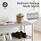 KEPLIN Natural Bamboo Shoe Rack 3 Tier Grey White 70x55x25cm view 7