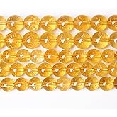 4mm 90Pcs Natural Citrine Beads for Jewelry Making Gemstone Round Loose Beads DIY Bracelet Necklace (Citrine, 4mm)