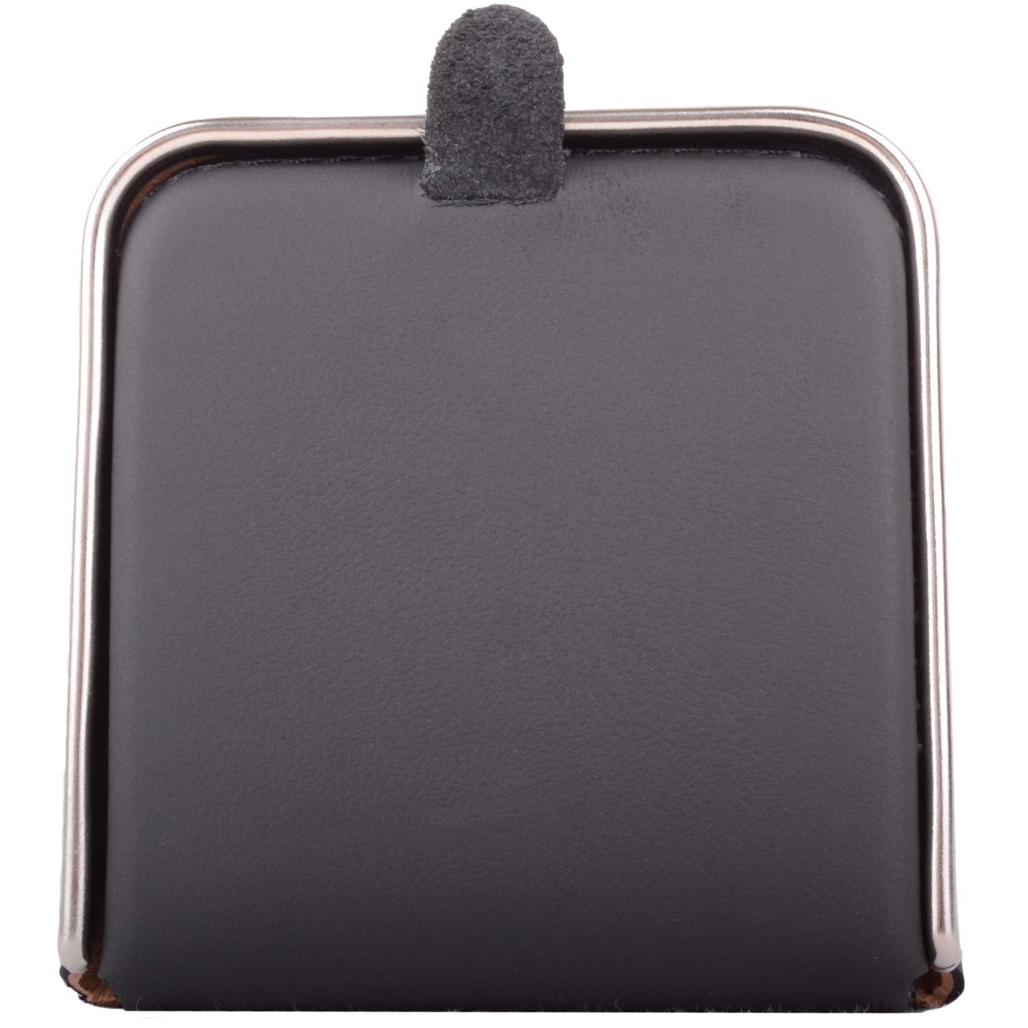 Valita Mens Leather Square Money Coin Wallet Holder with Metal Rim