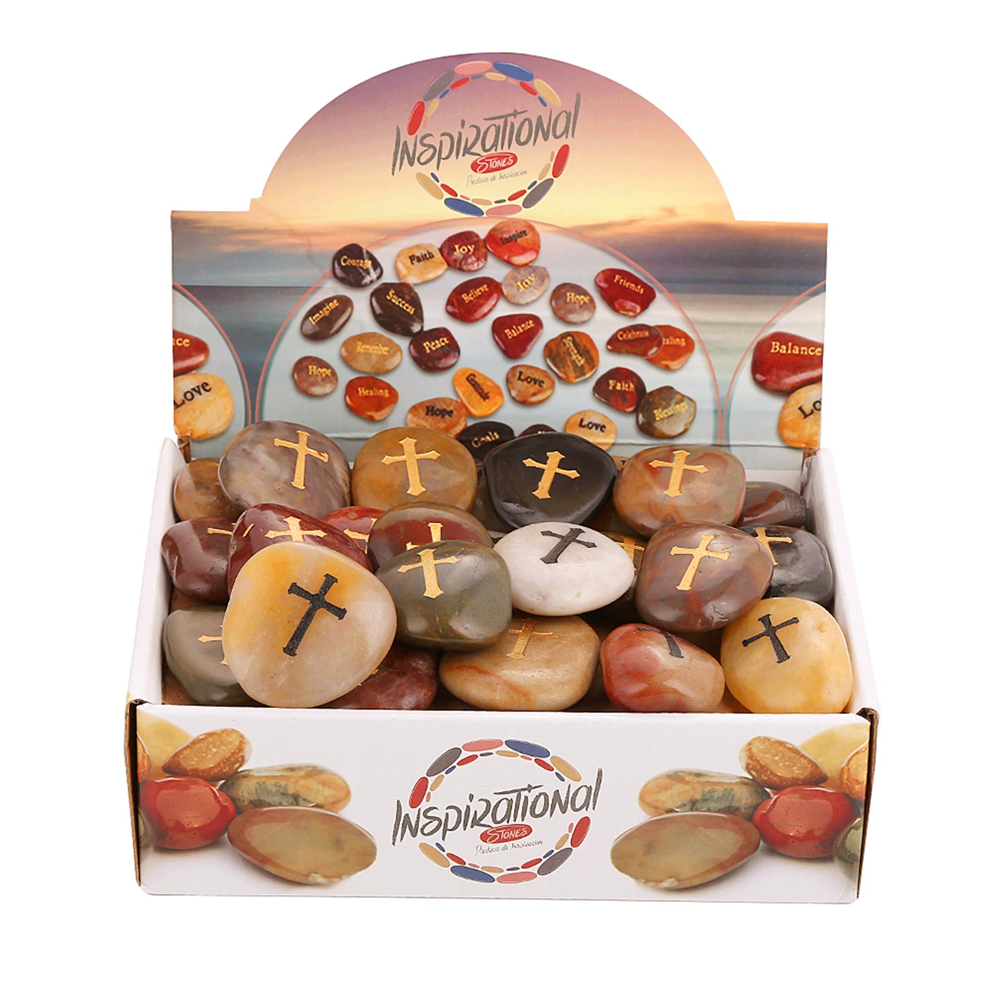 ROCKIMPACT 50PCS CROSS Engraved Inspirational Stones, Sentimental Gifts, Blessing Motivational Treat, Encouragement Message Rock Pebble Keepsake, Wholesale Price, 5-8cm (2"-3") each