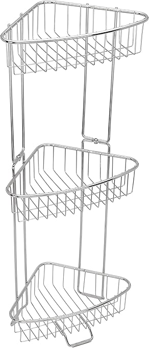 Toilettree Products Rust Proof Stainless Steel Shower Floor Caddy 3 Tiers Assembly Required Screwdriver Included Collapsible