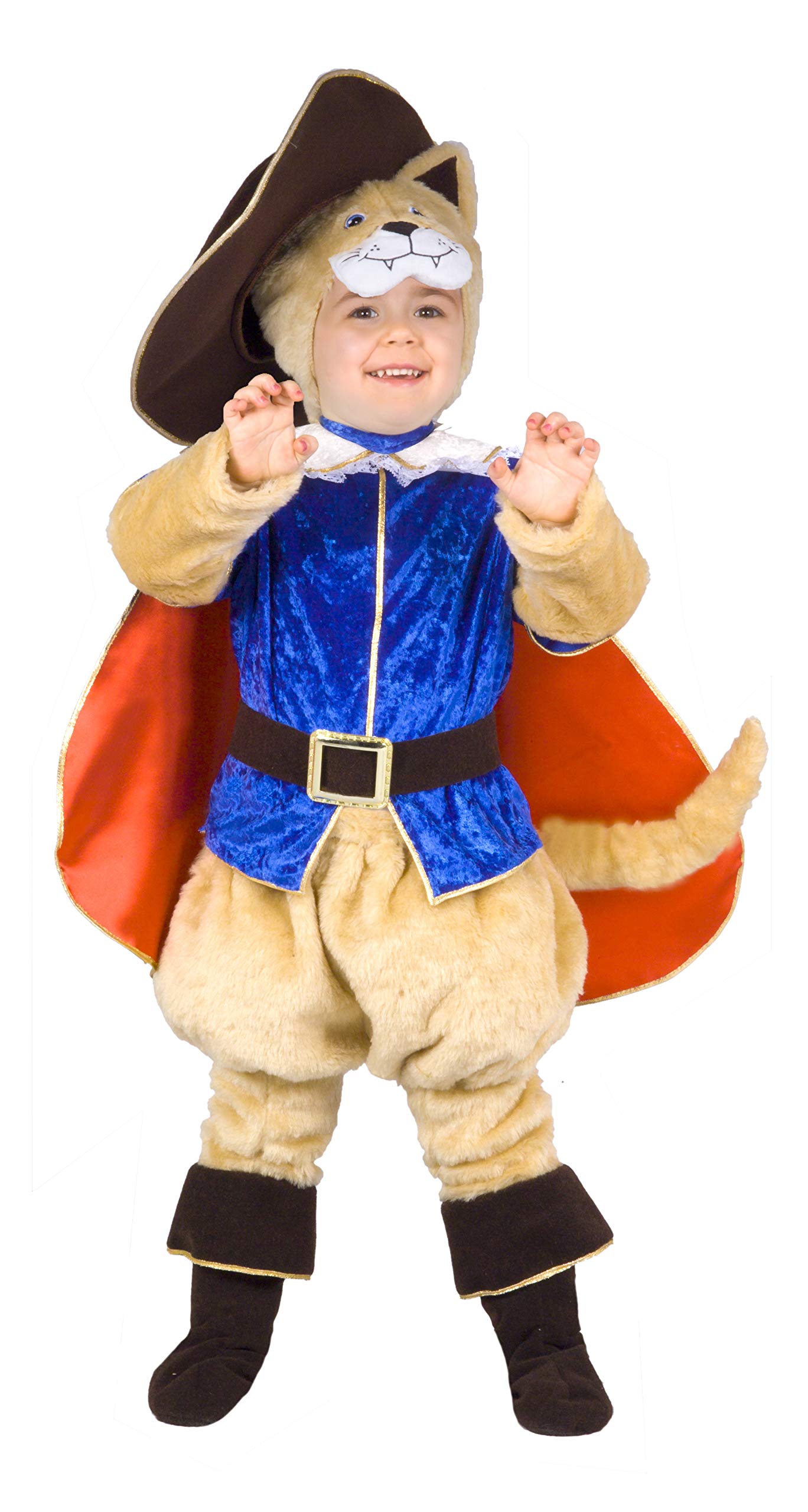 Hello Cat With Boots Costume Boy (3-4 Years), Beige/Blue/Red