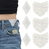 6 Pcs Pant Waist Extenders for Jeans Trousers Skirts, Soft Lace Waist Extenders for Pants, Fashion Waistband Extenders Sewing Fasteners Jean Extenders for Women, 2 Types