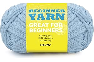 HEJIN 60g Blue Yarn for Crocheting and Knitting;66m (72yds) Cotton Yarn for Beginners with Easy-to-See Stitches;Worsted-Weight Medium #4;Cotton-Nylon Blend Yarn for Beginners Crochet Kit Making