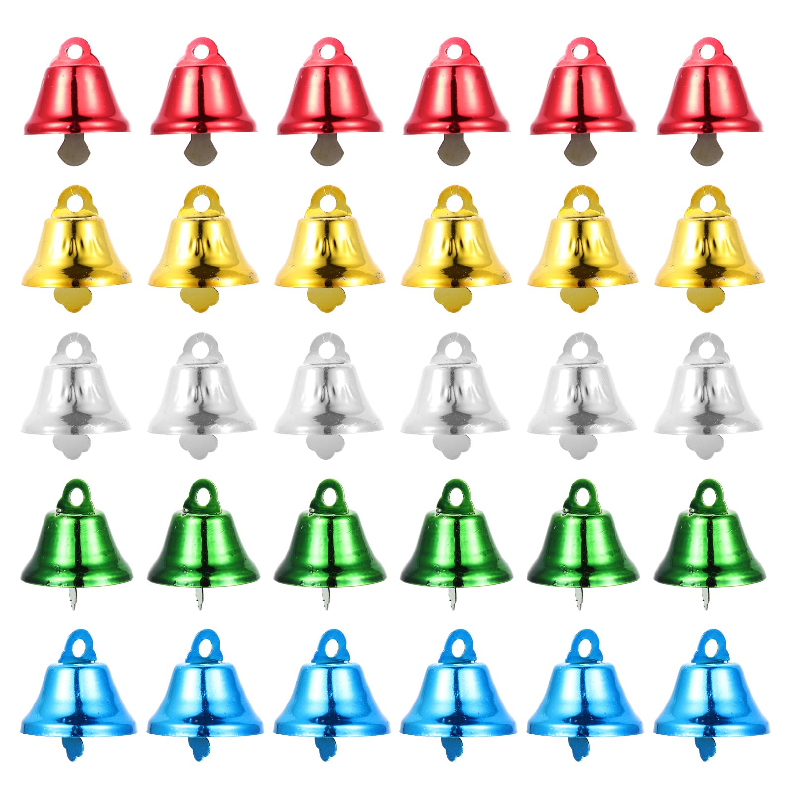 TOPPERFUN 50pcs Bells Crafting Charms for Bird Toys Christmas Decorations and Pet Accessories Gold Silver Green