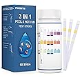Pool Spa Test Strips for Hot-Tub: 3 in 1 Pool Water Testing Test Kit Easy to Testing Free Chlorine,pH and Total Alkalinity