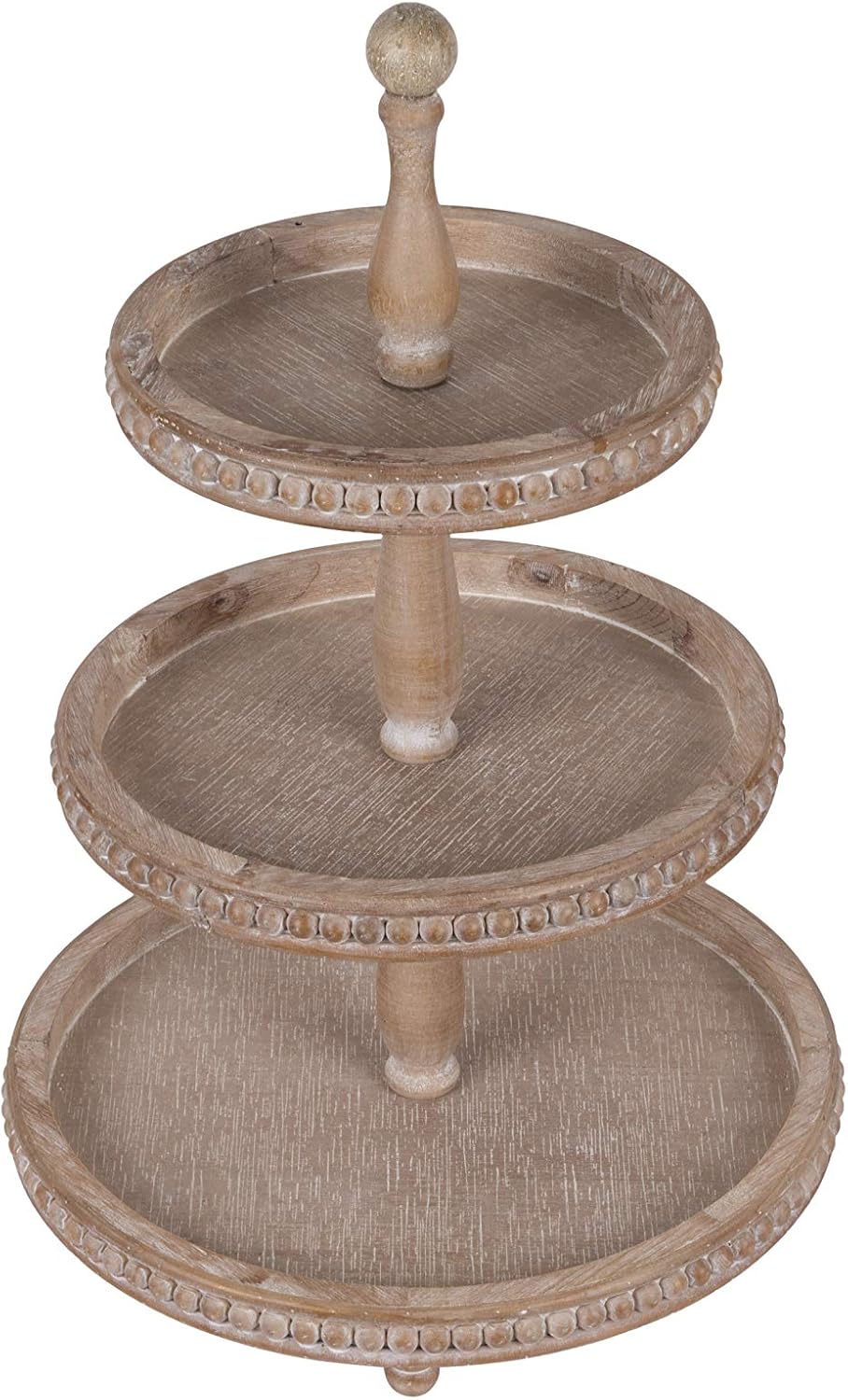Creative Co-Op Whitewashed Round Decorative Wood Tray: Home & Kitchen