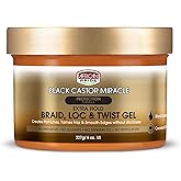 African Pride Black Castor Miracle Extra Hold Braid, Loc, Twist Gel - Extreme Hold Braiding Hair Gel, Edge Control &amp; Tames Frizz, No Flake | Natural Ingredients, Coconut Oil | 8oz
