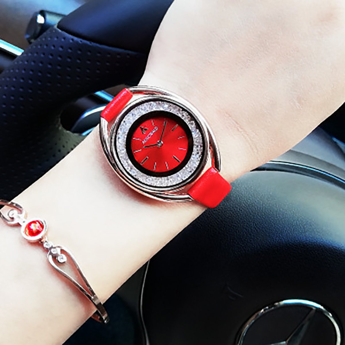 Longqi 30M Waterproof Women Quartz Watch with Leather Strap Swiss Wristwatches