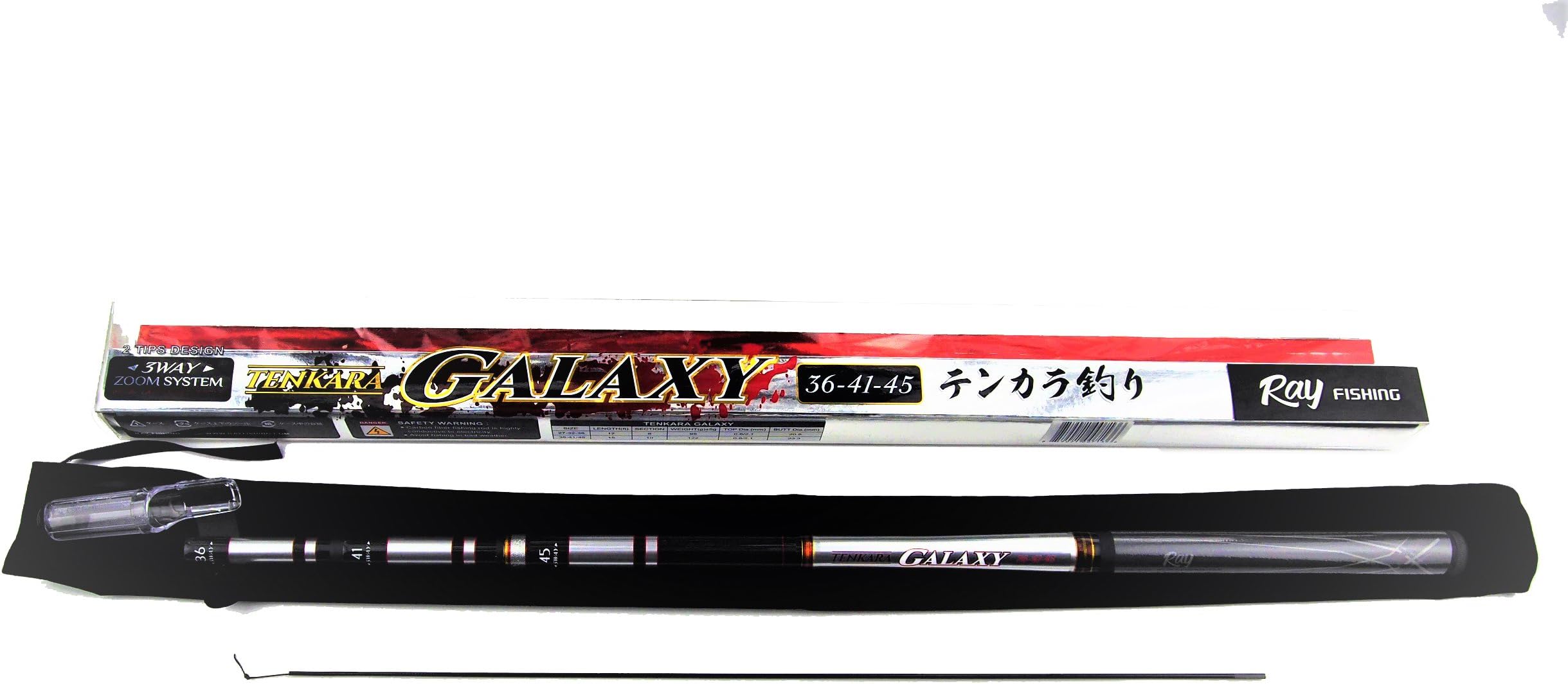 Ray Galaxy Tenkara Rod 3-Way Zoom/3 Lengths with 2 Rod Tips (8:2 and 7:3)