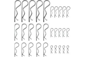 Jongdari Cotter Pins, 30 Pcs Zinc Plated Spring Fastener Assortment Kit, Heavy Duty Cotter Hairpin for Hitch Pin Lock Systems, Multiple Sizes M1.6 - M3.5, Silver