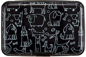 Kaabao Credit Card Holder Wallet for Women Men RFID Blocking Small Metal Business Aluminum Protector Sleeves Slim Mini Cards Case (Black Funny Dogs Collection)