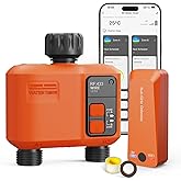 WiFi Sprinkler Timer 2 Zone, Smart Water Timer for Garden Hose Irrigation | 984 FT long range wireless connection with strong wall penetration, APP control, rain delay and multi-zone irrigation