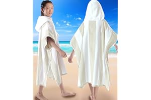 VOOVA & MOVAS Hooded Beach Towels for Boys| Girls | Teens (8-16Years), 100% Cotton Thick Poncho Towel Robe for Kids, Perfect for Pool, Beach, Bath and Gifts, Beige Stripe