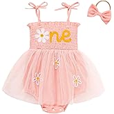 TITKKOP Baby Girl 1st Birthday Clothes One Year Old Tulle Romper Sleeveless Bodysuit Cake Smash Outfits