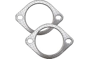 YGQ 3 Inch 2 Bolt Exhaust Gasket for Muffler Flange Manifold High Temperature Graphite w/Fire Ring 77mm ID 2 Pcs