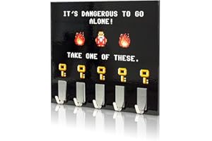 getDigital Dangerous to Go Alone Key Rack - Geeky Home and Office Decor Wall-Mounted Key Holder with 5 Metal Hooks - 21 x 16 cm