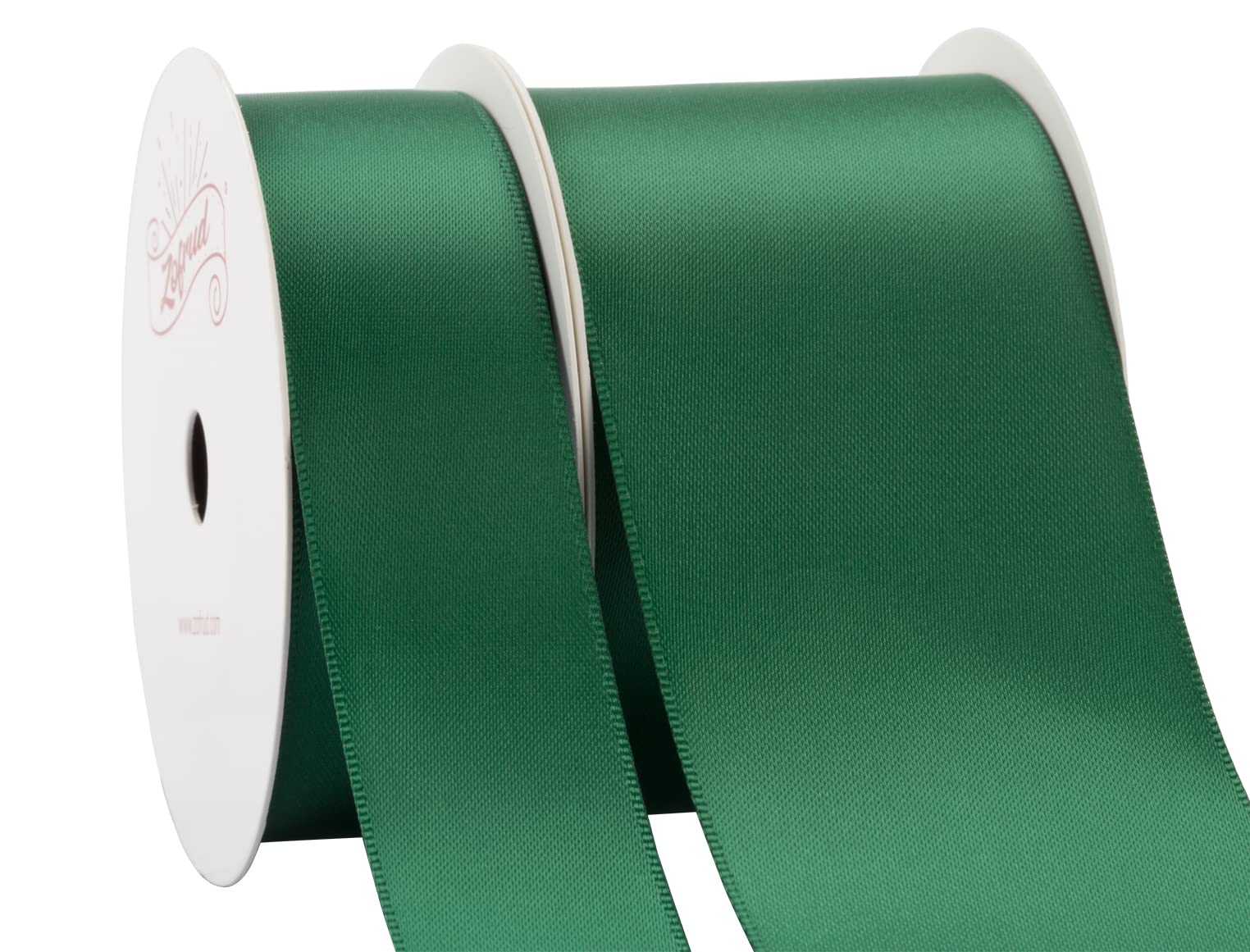 Zofrud 2 Rolls of Forest Green Double Faced Satin Ribbon - 18 Meters Total (25mm and 50mm x 9M) - Ideal for Crafts, Gift Wrapping, and Weddings