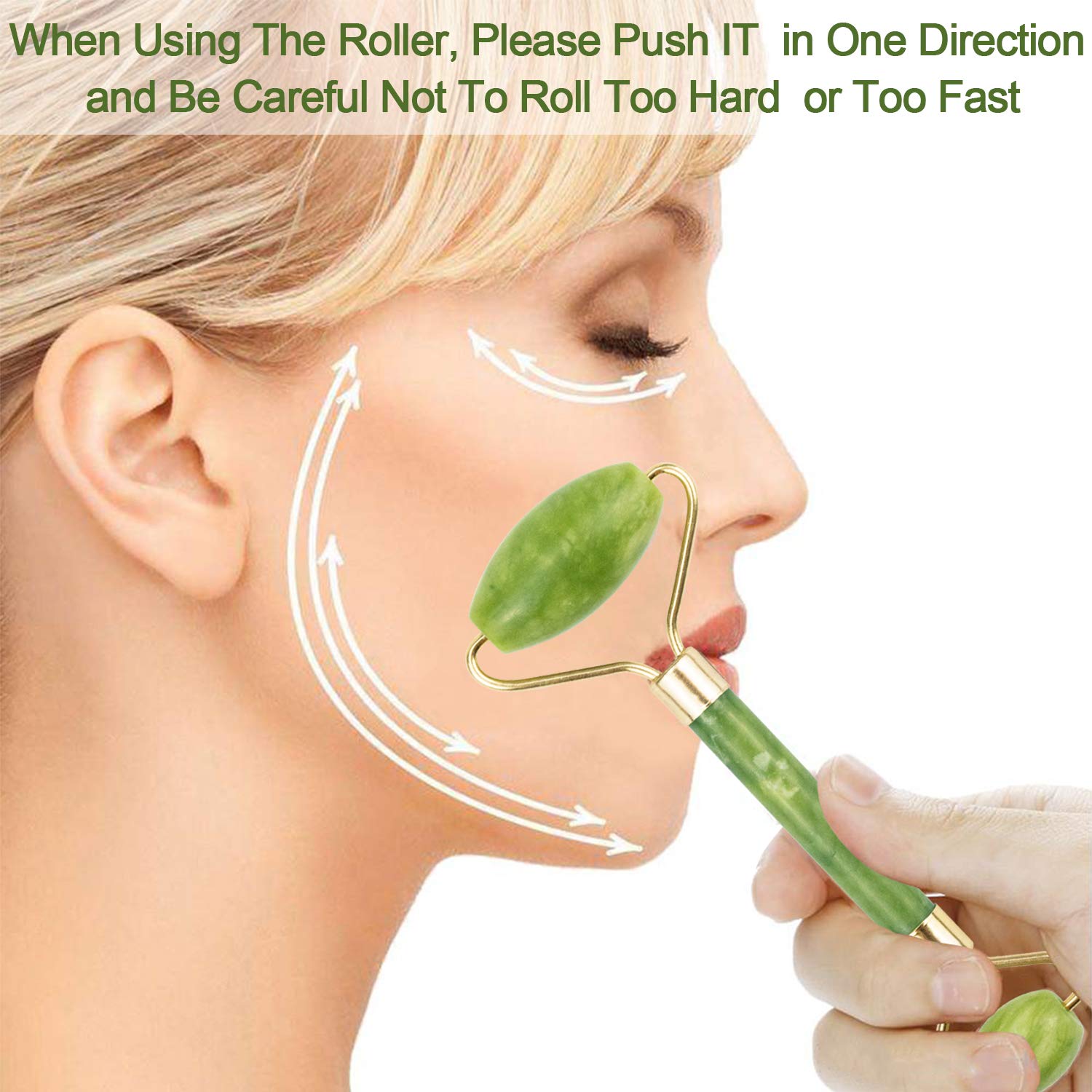 EAONE 2 Pack Jade Roller Eyes Facial Massage Kits Skin Roller with 2Pcs Face Gua Sha Tools for Face, Eyeball, Neck, Body Massage: Beauty