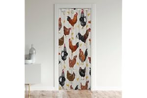 JEJELOIU Kids Chicken Door Curtain for Doorway Privacy 34"x80" Farm Animal Room Divider Cover Farm Nursery Decor Closet Door Cover for Bedroom Funny Country Theme Window Treatments Cute