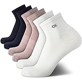 Calvin Klein Mens Quarter Socks - 6 Pack Cushioned Mini Crew Athletic Socks for Men, Ideal for Running, Sport, and Hiking