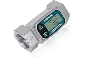 TEANTECH 1.5 inch Turbine Digital Flow Meter Aluminum Alloy Engineered Flowmeter Turbine Flow Meter Oil Fuel Flow Meter for Measure Diesel Kerosene Gasoline (1.5 inch)