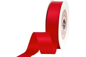 VATIN 7/8 inch Double Faced Polyester Satin Ribbon Hot Red -Continuous 25 Yard Spool, Perfect for Wedding Decor, Wreath, Baby Shower,Gift Package Wrapping and Other Projects