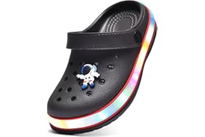 XPKWS Toddler Kids Clogs Boys Girls LED Garden Shoes Light up Sandals Slip on Quick Dry Beach Slippers
