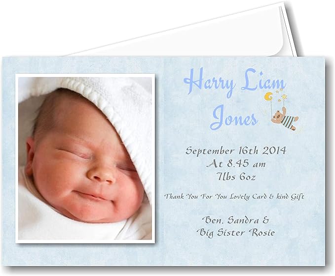 Home Furniture Diy 10 Personalised Photo Baby Thank You Cards Baby Photo Birth Announcement Cards Celebrations Occasions