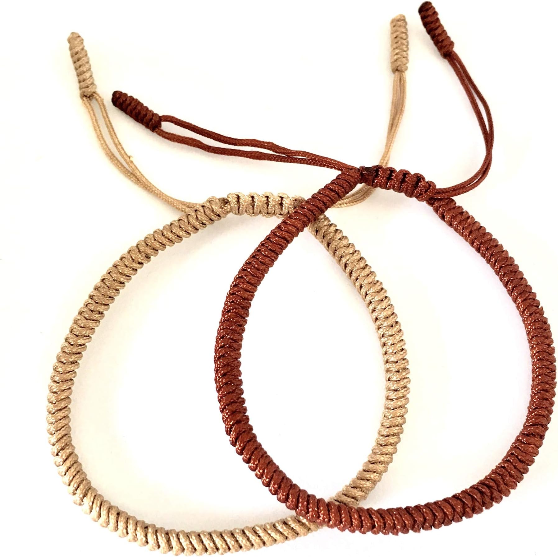 MiGz Meticulously Handmade Tibetan Knots Lucky Rope Bracelet - set of 2 (earth colour shade)