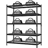 WORKPRO 5-Tier Metal Storage Shelving Unit, 48”W x 24”D x 72”H, Adjustable Storage Rack Heavy Duty Shelf, 4000 lbs Load Capacity (Total), for Garage, Kitchen, Bathroom, Warehouse, Black/Sliver