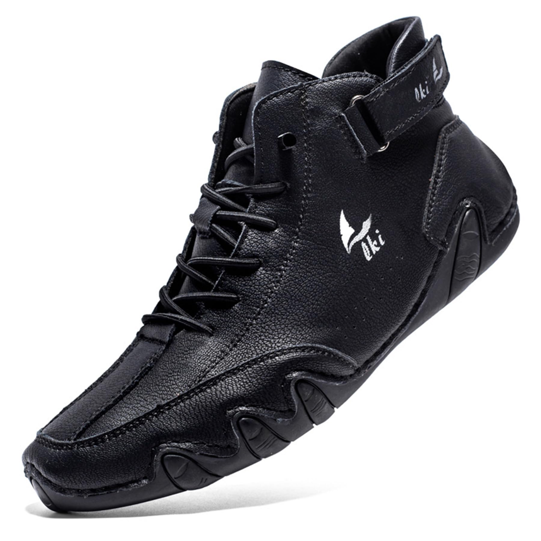 Photo 1 of DEVILEYEZE Men's Casual Ltalian Handmade High Top high boots Leather Outdoor Walking Sneakers Slip-on Lightweight Non-Slip Waterproof Driving Chukka Boots (black,10,10,Men)
