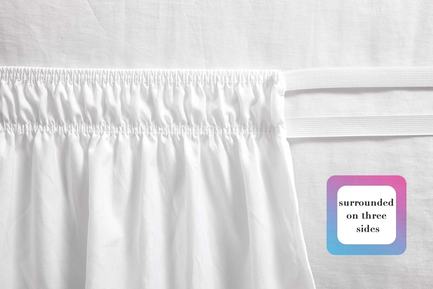 RIMELA Bed Skirt Wrap Around Elastic Dust Ruffle Solid Color Wrinkle and Fade Resistant with Adjustable Elastic Belt Easy to Install White for Queen Size 15 Inch Drop: Kitchen & Dining
