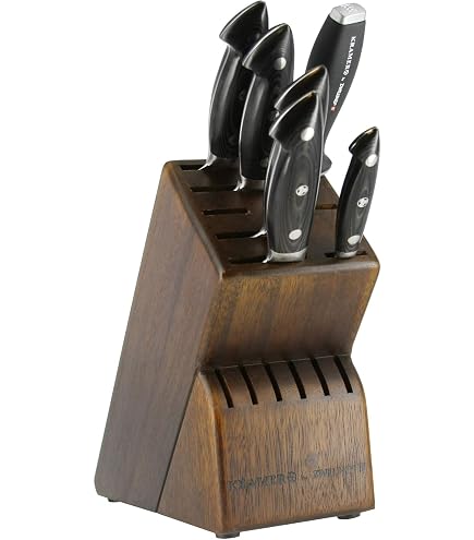 KRAMER By ZWILLING Meiji 7-teiliges Messer-Set - Damaststahl, Handgeschliffen - Inkl. Aufbewahrungsblock - Made In Germany